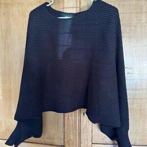 Lulu's Cropped Black Knit Sweater (Size Large)